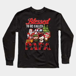 Blessed To Be Called Papa Christmas Buffalo Plaid Truck Long Sleeve T-Shirt